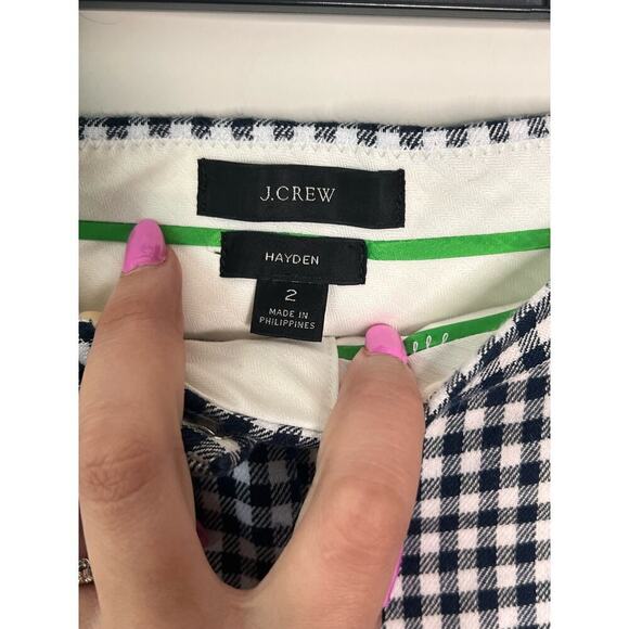J.Crew Hayden Lined Gingham Kick Out Cropped Linen Pants Women's Size 2 - Picture 8 of 10